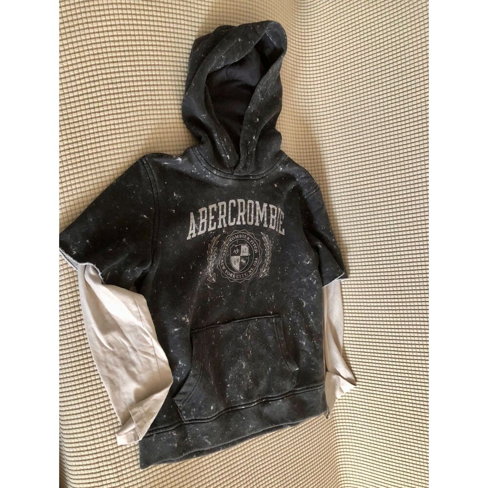 Abercrombie Kids Black Distressed Layered Hoodie Size 11/12